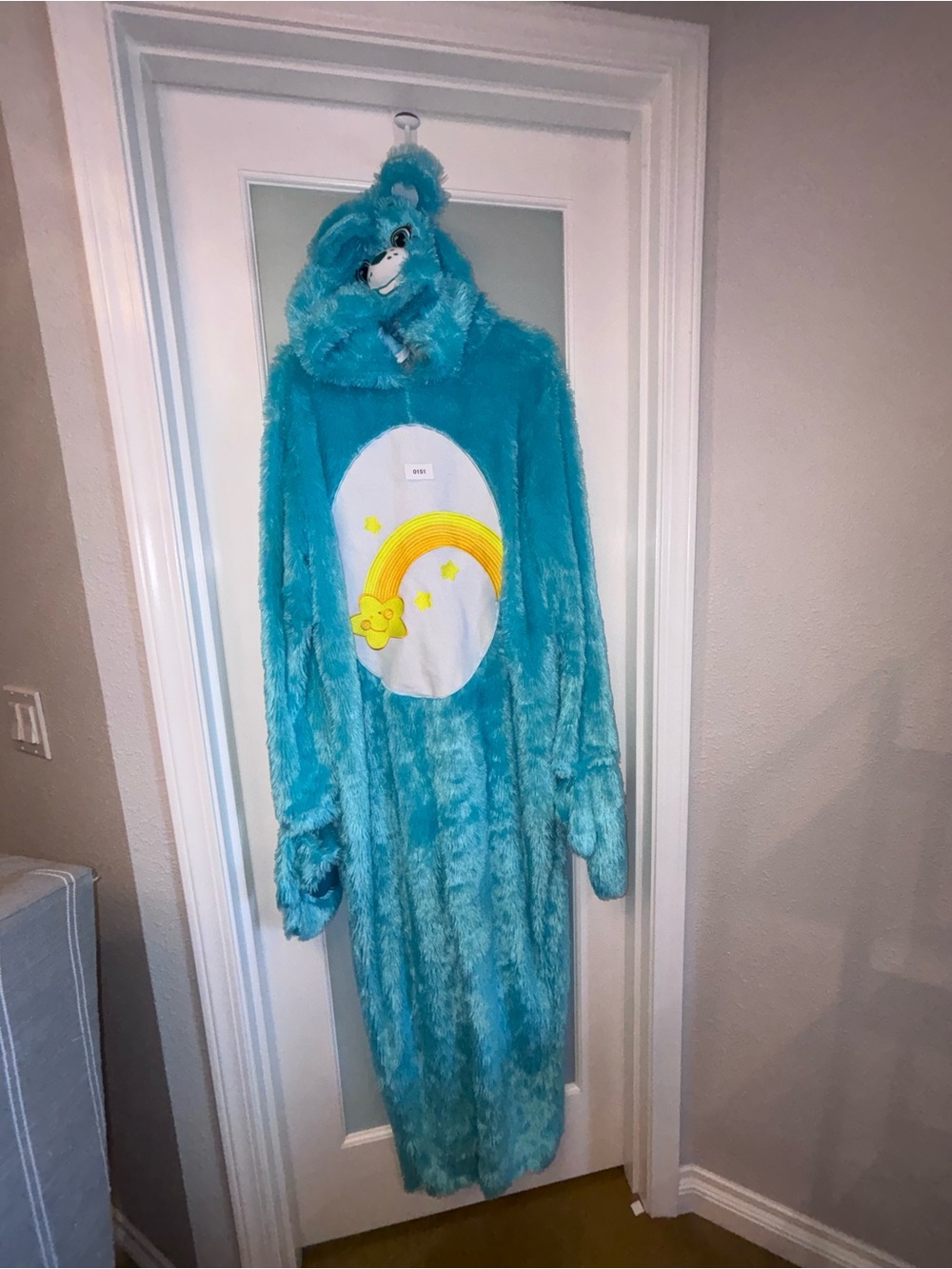 Carebear Adult Turquoise Plush Rainbow costume